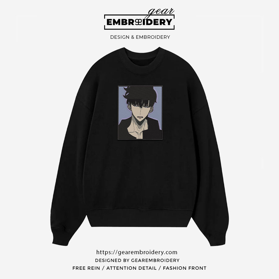 Sung jinwoo Solo Leveling Anime Embroidered Design Personalized Embroidered T Shirt Sweatshirt Hoodie Clothing SL006