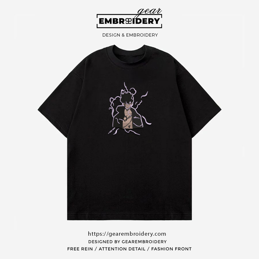 Sung jinwoo aura Solo Leveling Anime Embroidered Design Personalized Embroidered T Shirt Sweatshirt Hoodie Clothing SL007