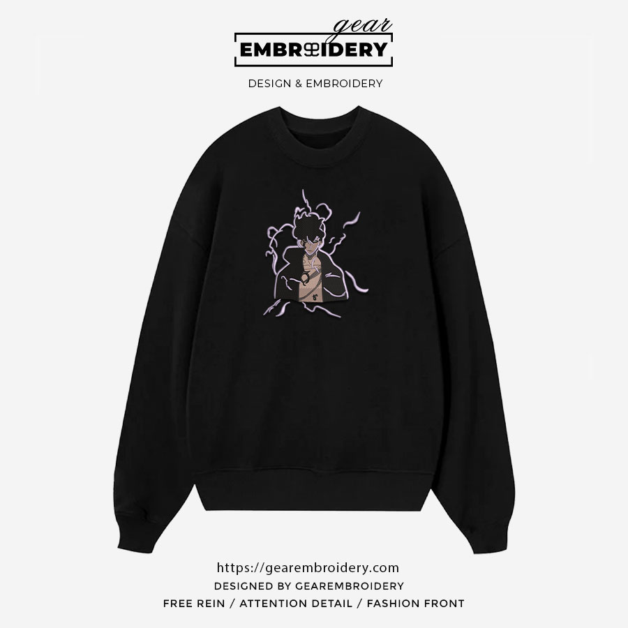 Sung jinwoo aura Solo Leveling Anime Embroidered Design Personalized Embroidered T Shirt Sweatshirt Hoodie Clothing SL007