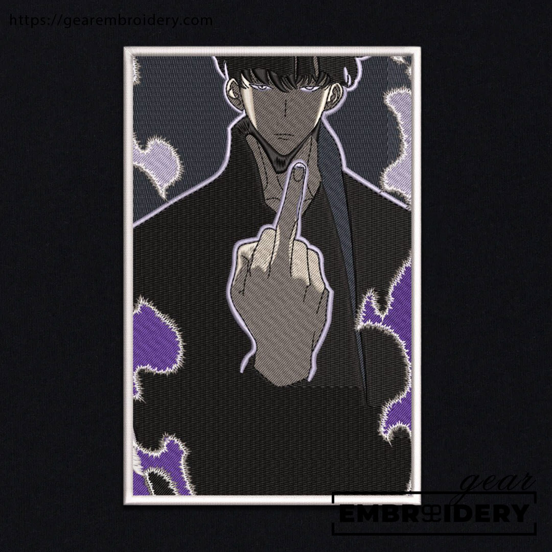 Sung jinwoo finger Solo Leveling Anime Embroidered Design Personalized Embroidered T Shirt Sweatshirt Hoodie Clothing SL008