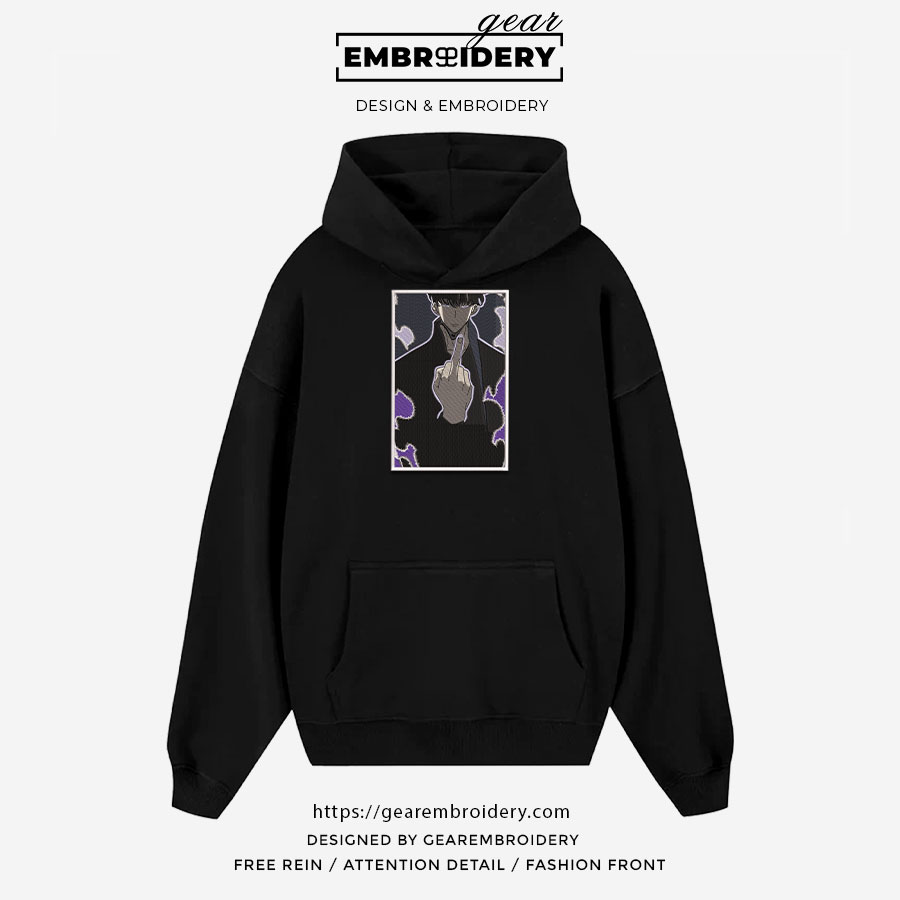 Sung jinwoo finger Solo Leveling Anime Embroidered Design Personalized Embroidered T Shirt Sweatshirt Hoodie Clothing SL008