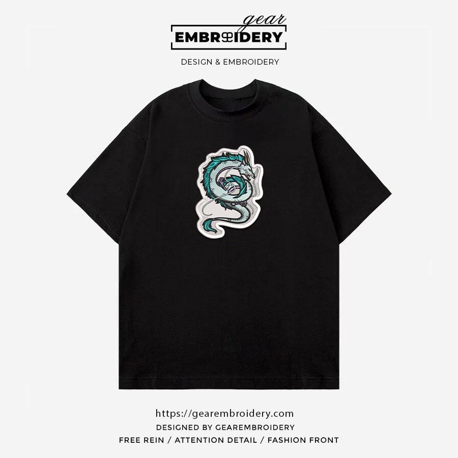 Dragon Spirited Away Anime Embroidered Design Personalized Embroidered T Shirt Sweatshirt Hoodie Clothing SA008