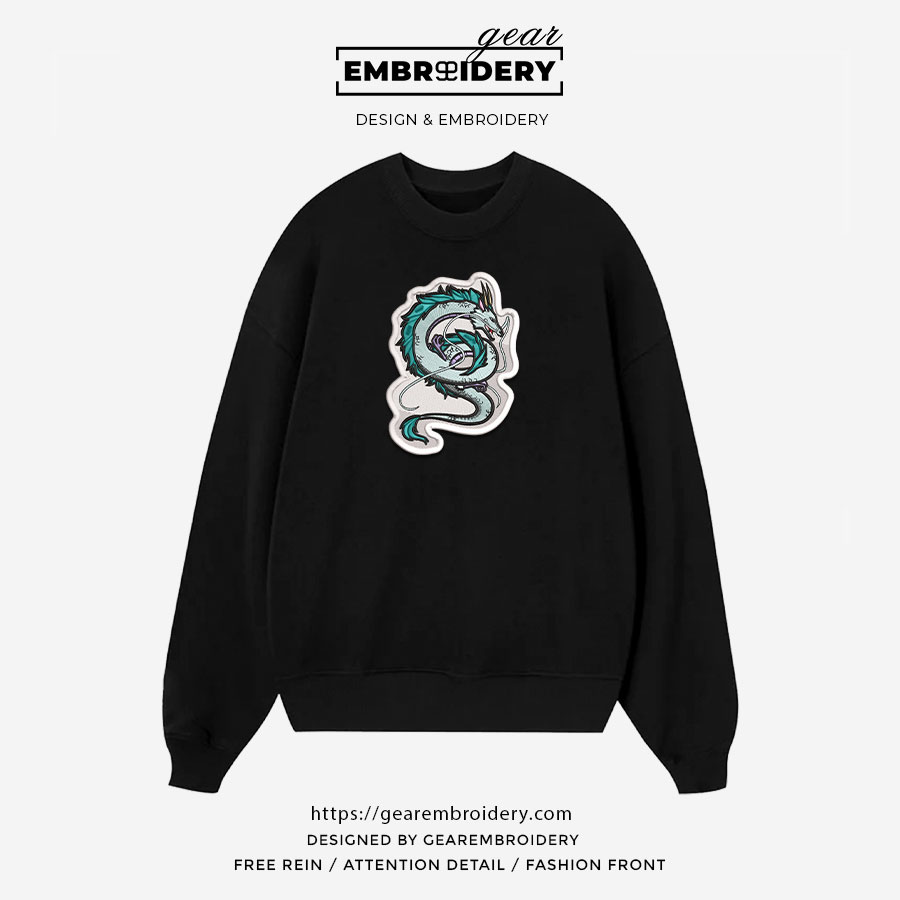 Dragon Spirited Away Anime Embroidered Design Personalized Embroidered T Shirt Sweatshirt Hoodie Clothing SA008