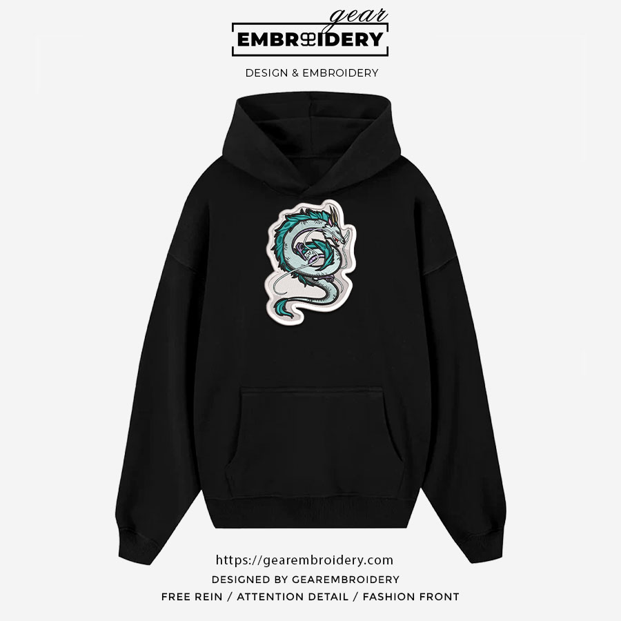 Dragon Spirited Away Anime Embroidered Design Personalized Embroidered T Shirt Sweatshirt Hoodie Clothing SA008