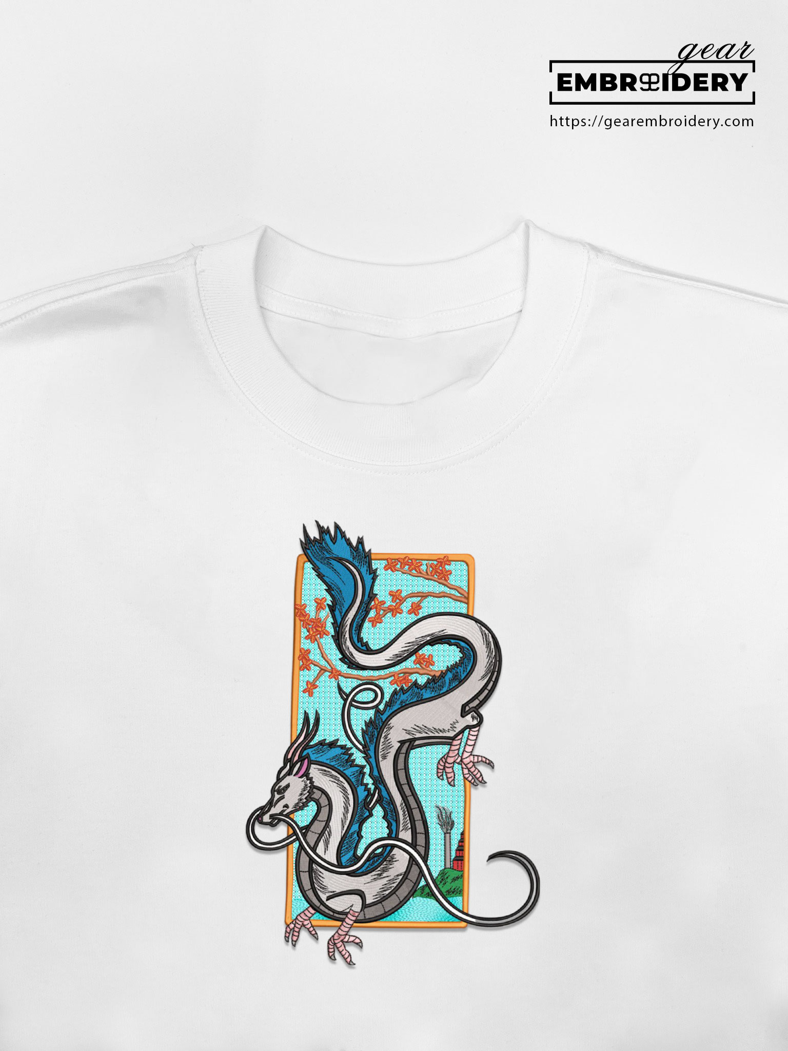 Dragon Spirited Away Anime Embroidered Design Personalized Embroidered T Shirt Sweatshirt Hoodie Clothing SA009