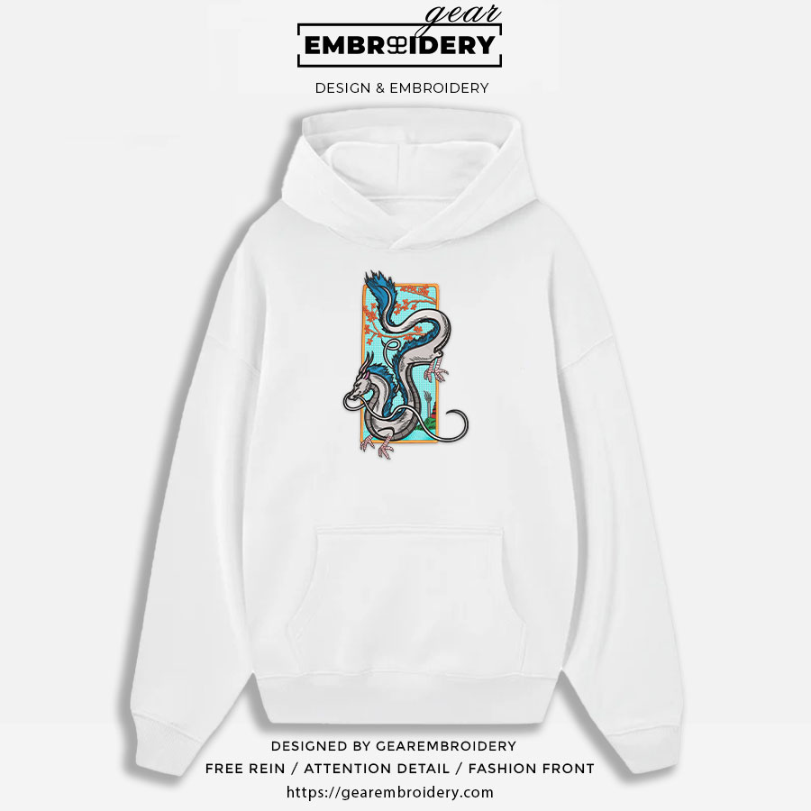 Dragon Spirited Away Anime Embroidered Design Personalized Embroidered T Shirt Sweatshirt Hoodie Clothing SA009