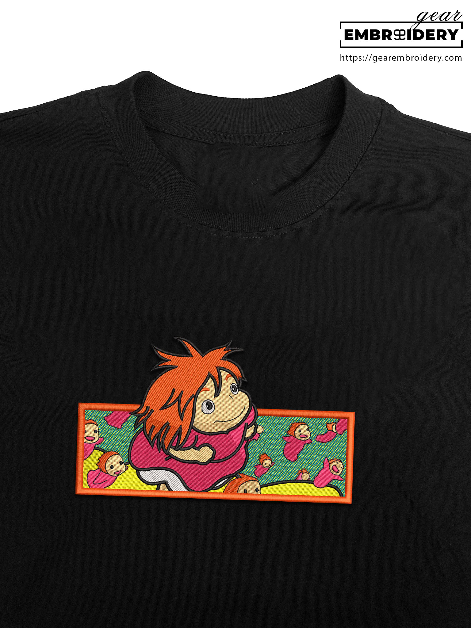 Ponyo fly ponyo anime Embroidered Design Personalized Embroidered T Shirt Sweatshirt Hoodie Clothing AM011