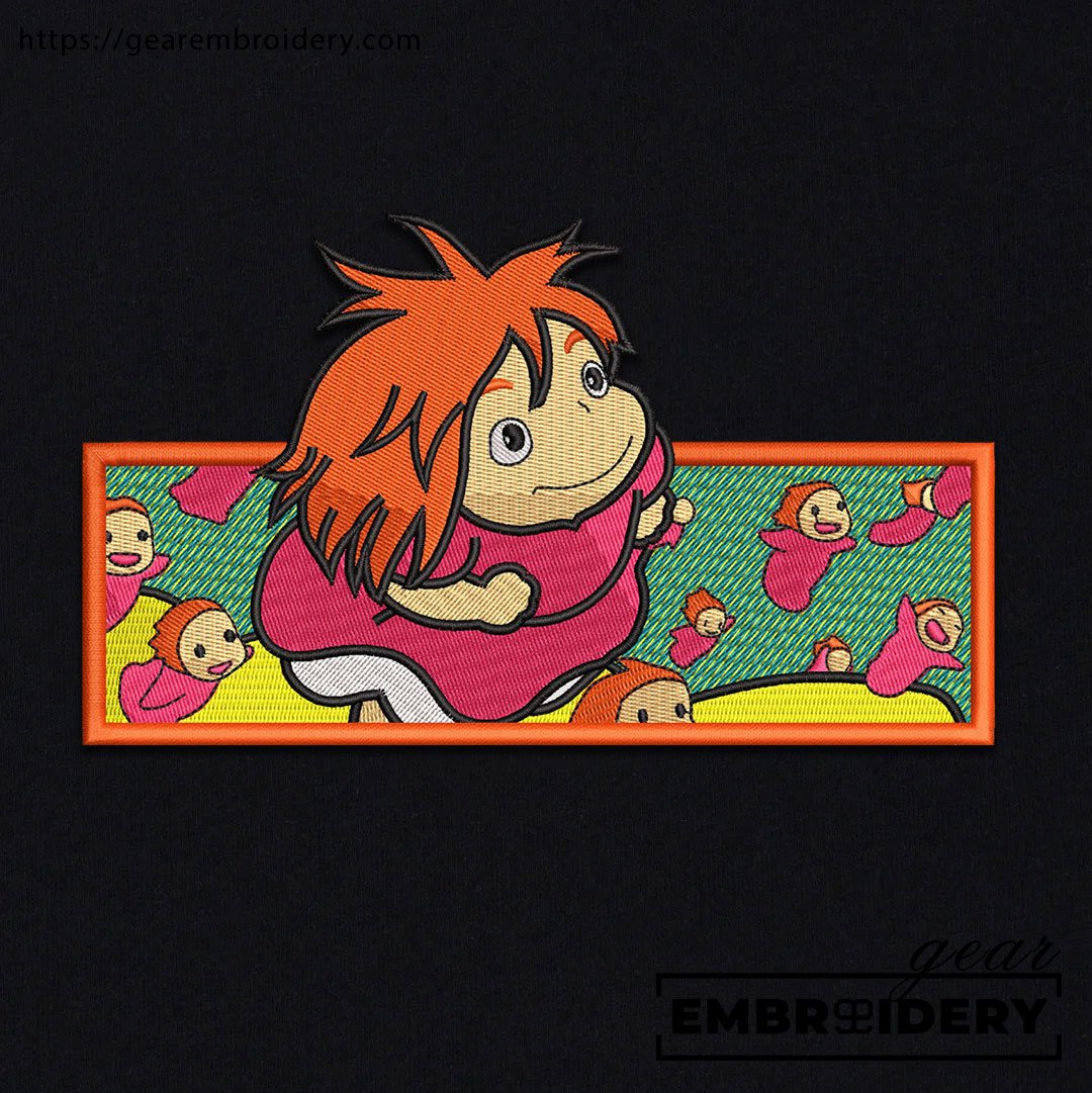 Ponyo fly ponyo anime Embroidered Design Personalized Embroidered T Shirt Sweatshirt Hoodie Clothing AM011