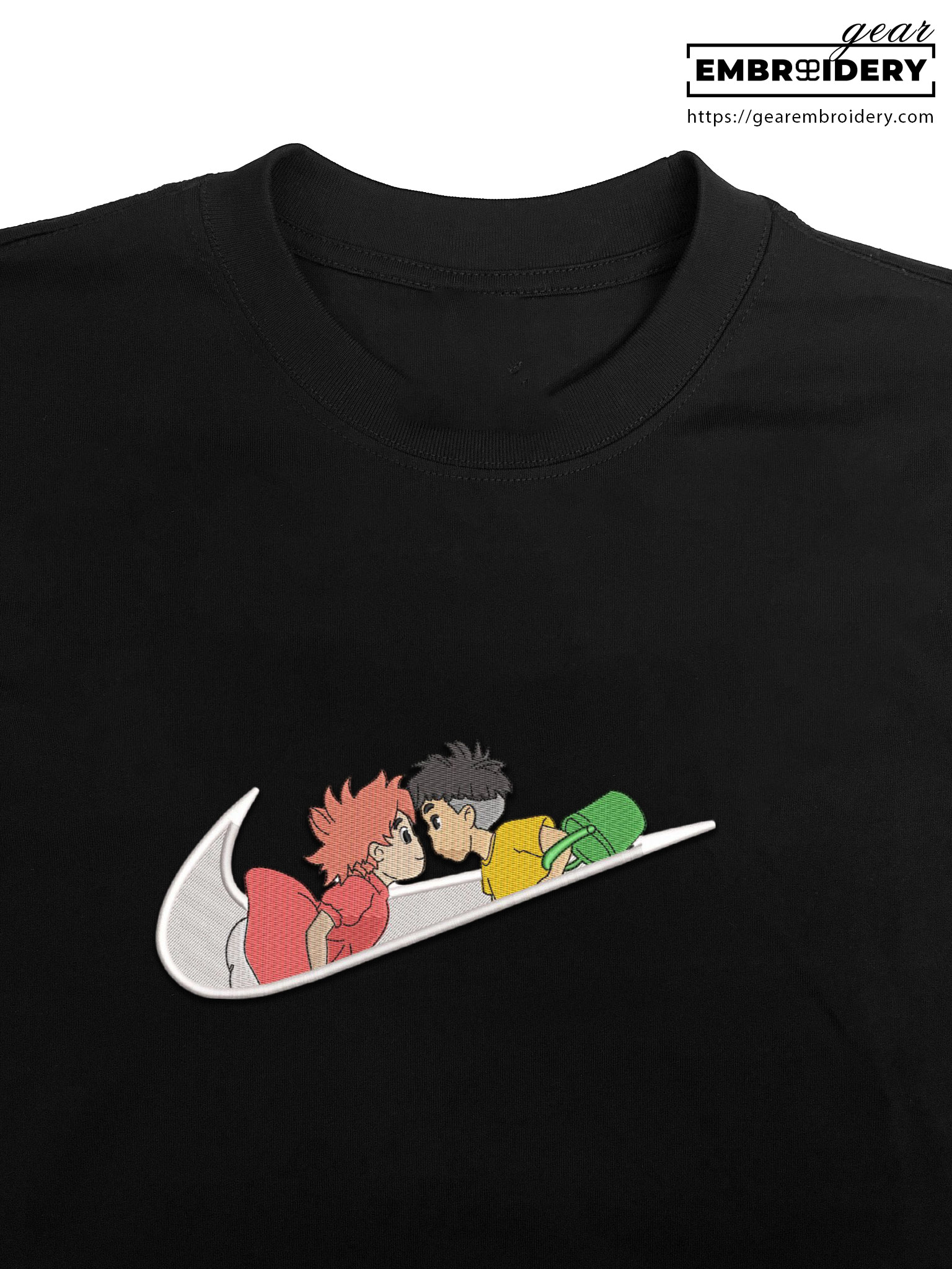 Ponyo fly ponyo anime Embroidered Design Personalized Embroidered T Shirt Sweatshirt Hoodie Clothing AM012