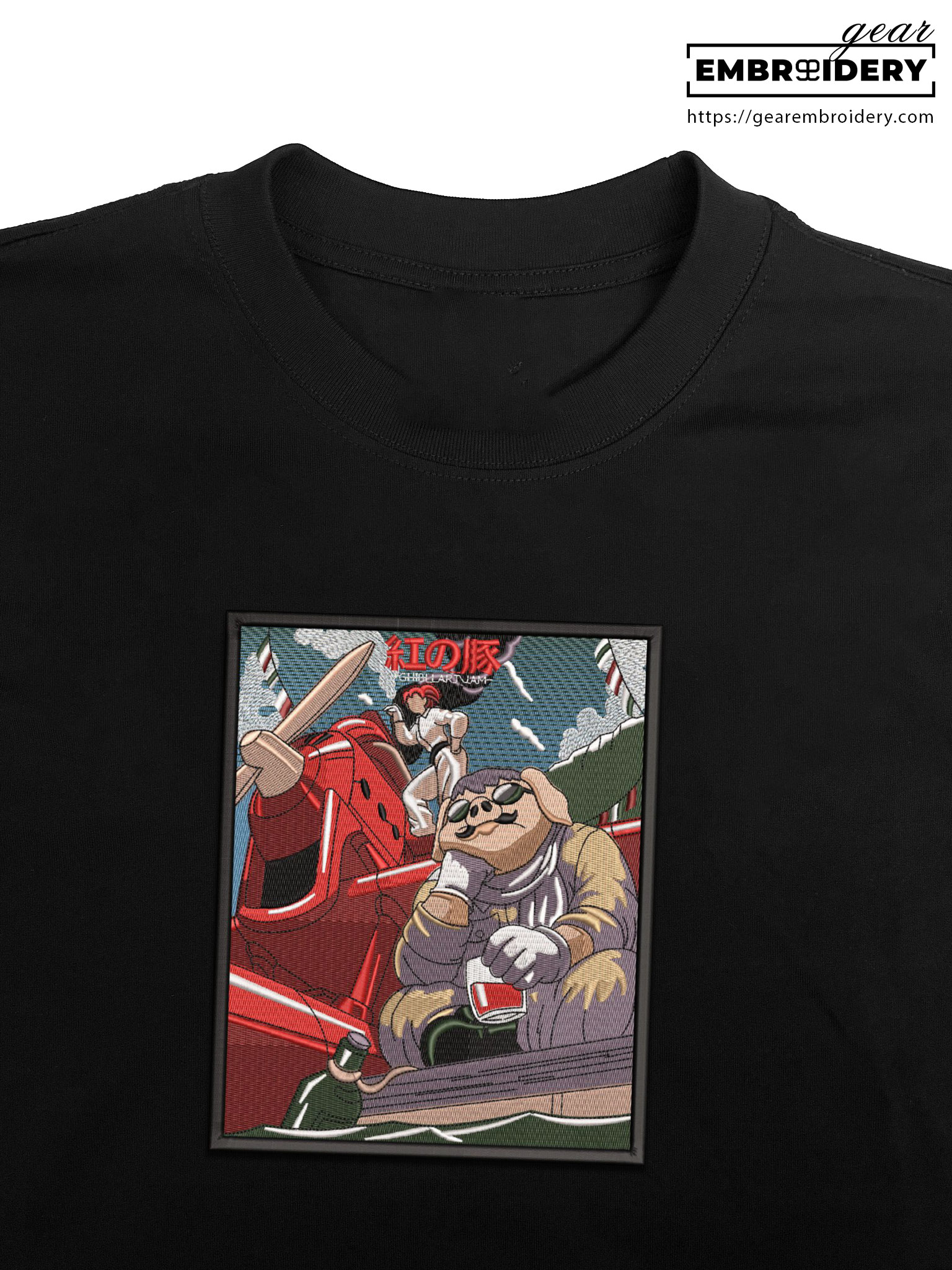 Porco rosso porco rosso anime Embroidered Design Personalized Embroidered T Shirt Sweatshirt Hoodie Clothing AM013