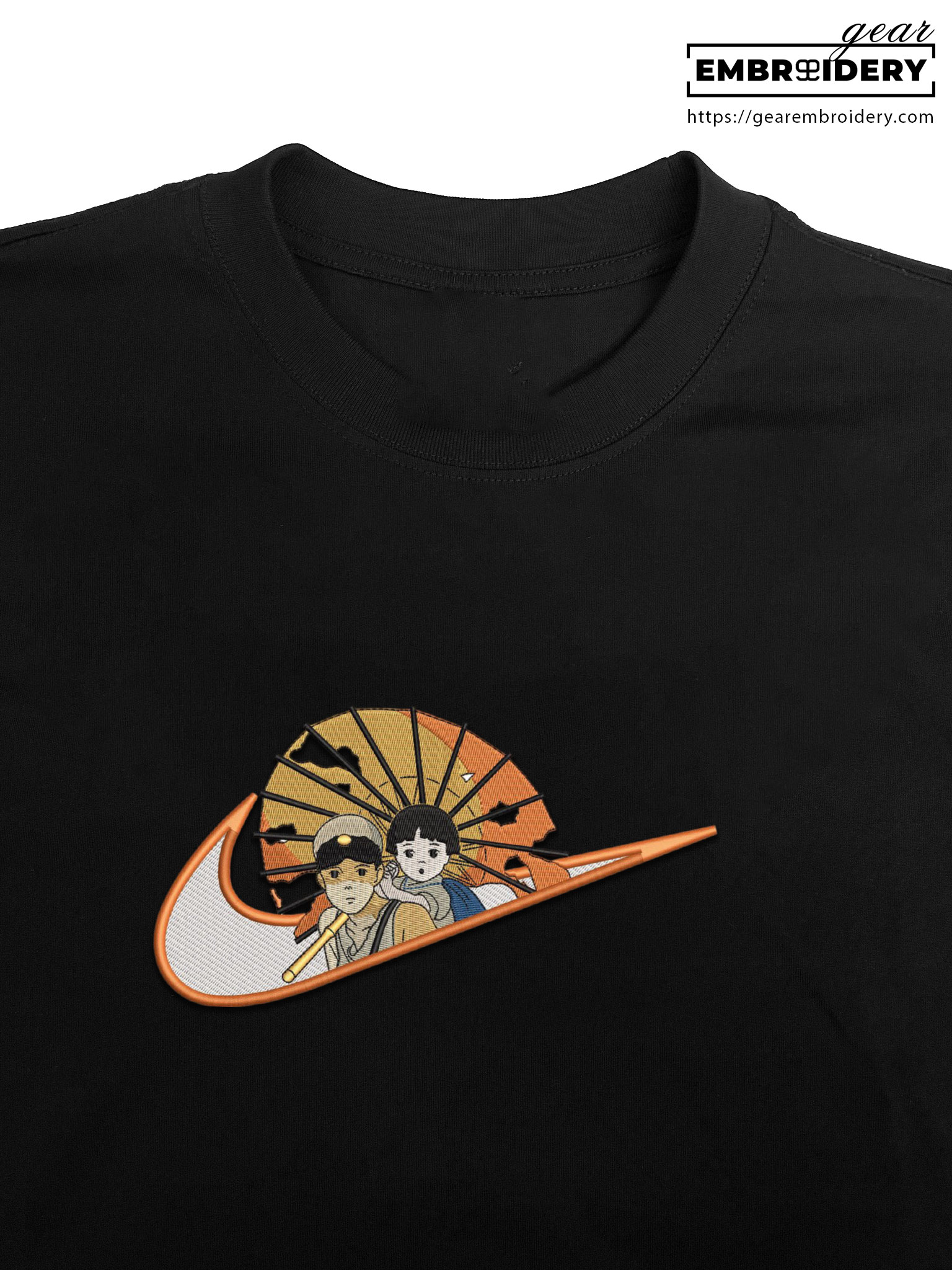 Seita setsuko swoosh grave of the fireflies nike anime Embroidered Design Personalized Embroidered T Shirt Sweatshirt Hoodie Clothing AM014