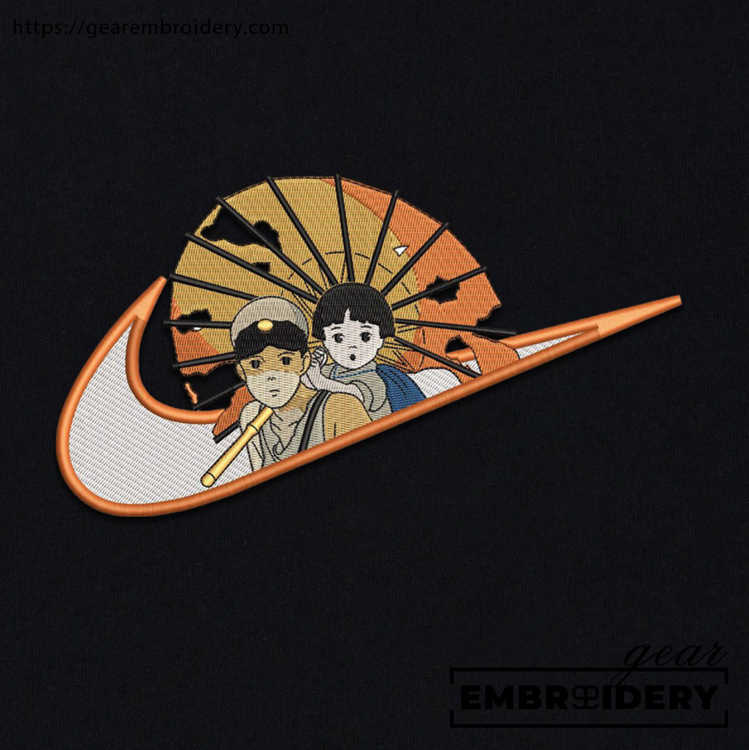 Seita setsuko swoosh grave of the fireflies nike anime Embroidered Design Personalized Embroidered T Shirt Sweatshirt Hoodie Clothing AM014