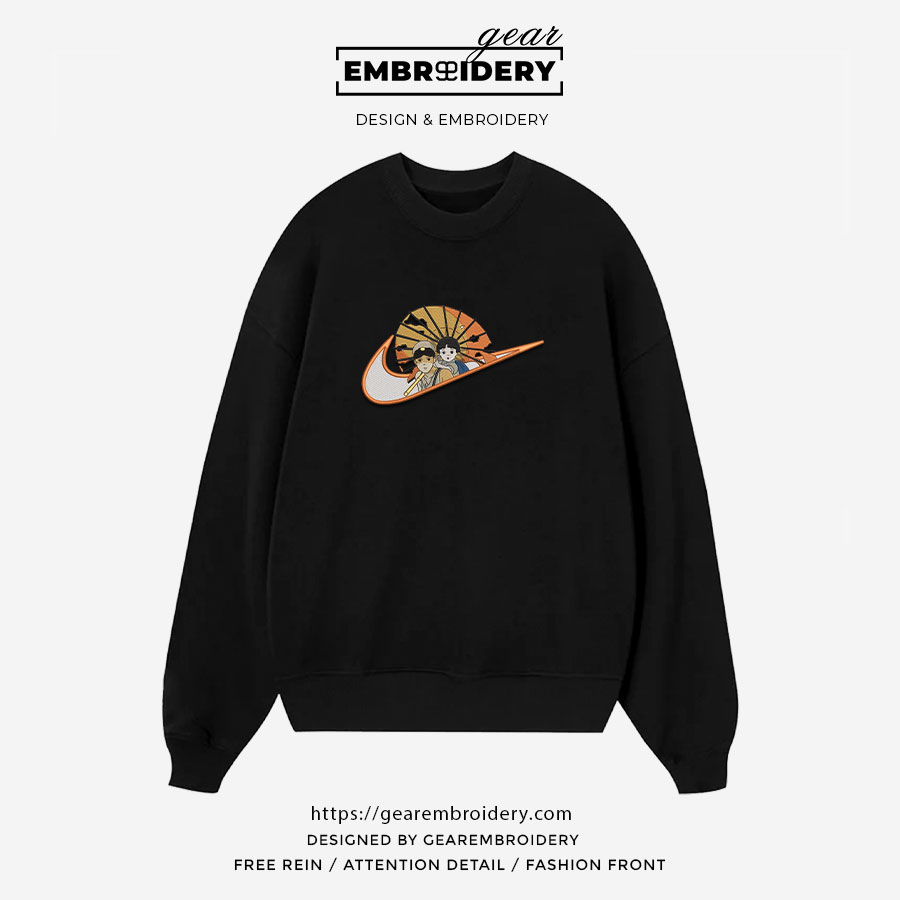 Seita setsuko swoosh grave of the fireflies nike anime Embroidered Design Personalized Embroidered T Shirt Sweatshirt Hoodie Clothing AM014