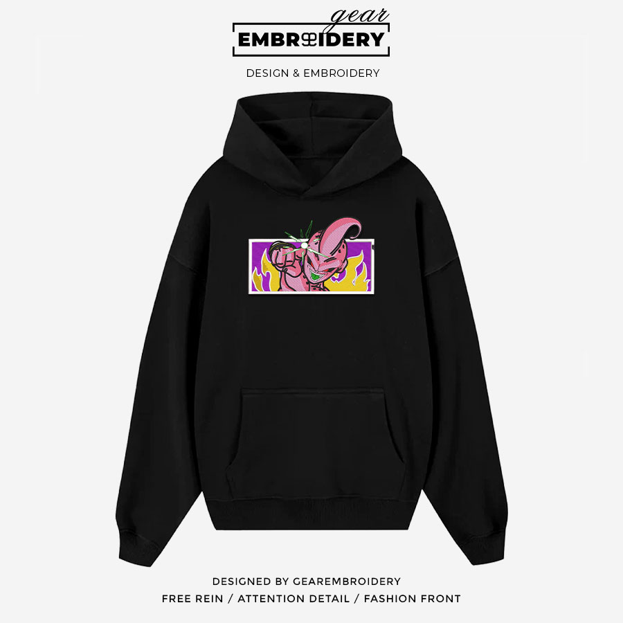 Majin Buu attack Dragon Ball Anime Embroidered Design Personalized Embroidered T Shirt Sweatshirt Hoodie Clothing DB072