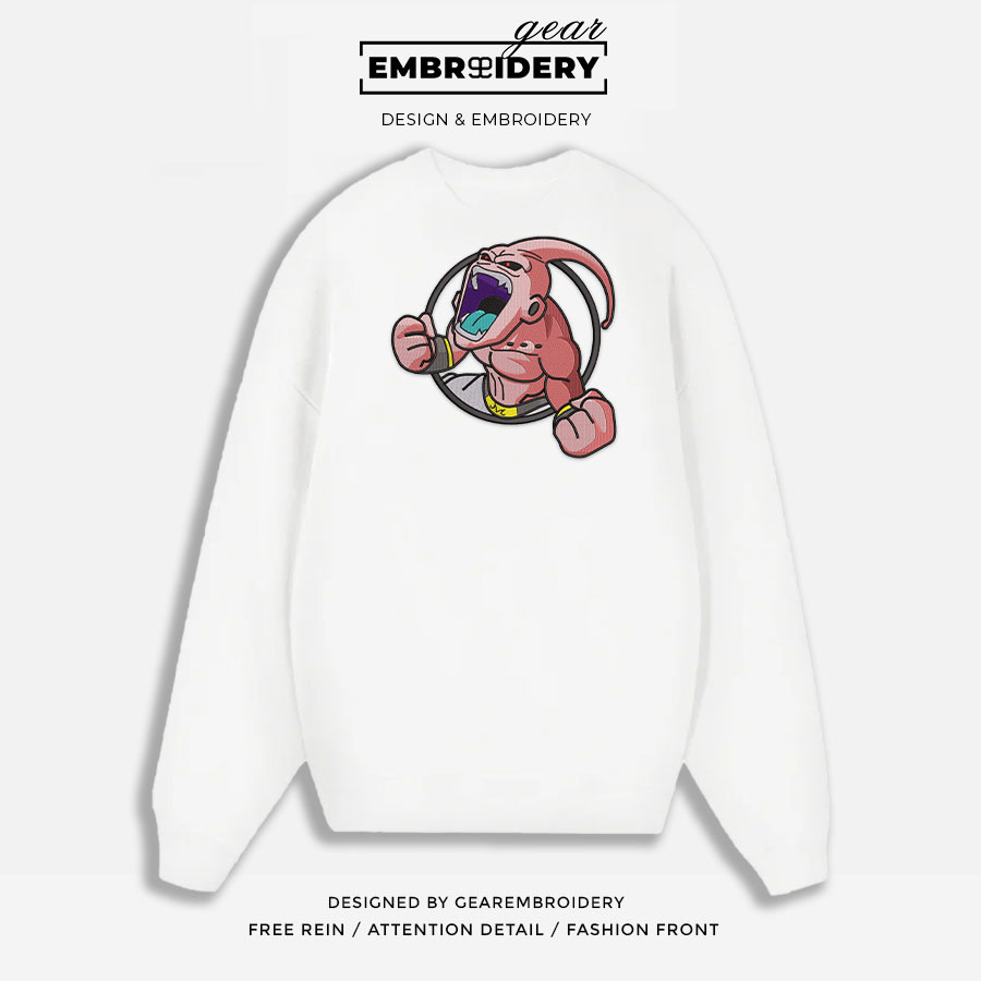 Majin buu Dragon Ball Anime Embroidered Design Personalized Embroidered T Shirt Sweatshirt Hoodie Clothing DB074