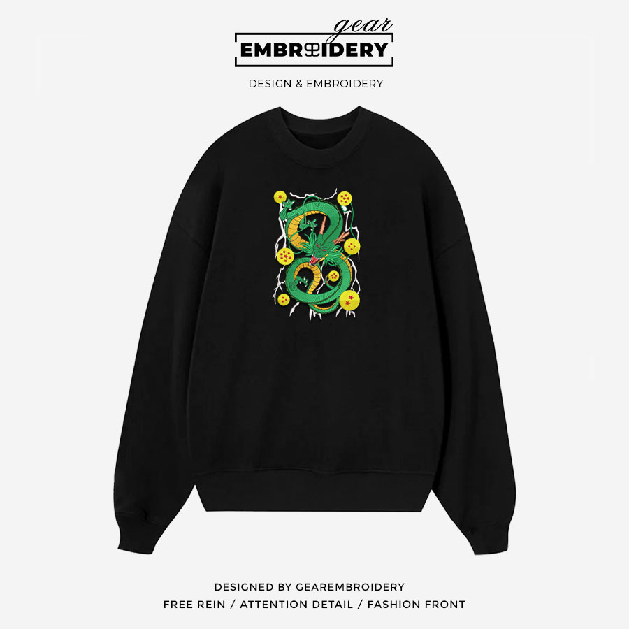 Shenron Dragon Ball Anime Embroidered Design Personalized Embroidered T Shirt Sweatshirt Hoodie Clothing DB082