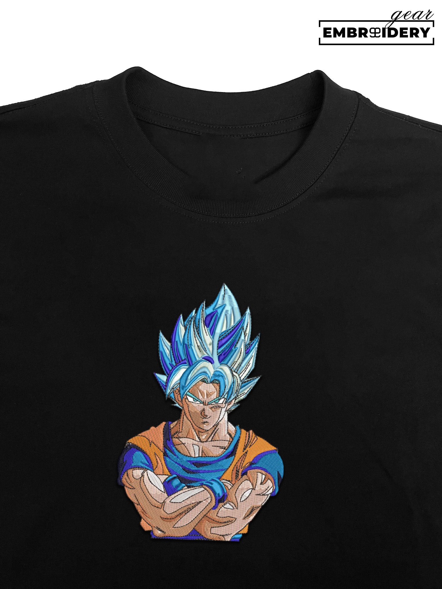 Ssj blue goku Dragon Ball Anime Embroidered Design Personalized Embroidered T Shirt Sweatshirt Hoodie Clothing DB086