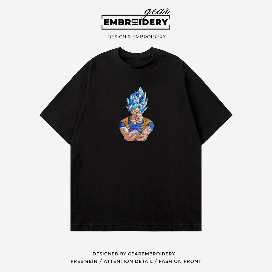 Ssj blue goku Dragon Ball Anime Embroidered Design Personalized Embroidered T Shirt Sweatshirt Hoodie Clothing DB086