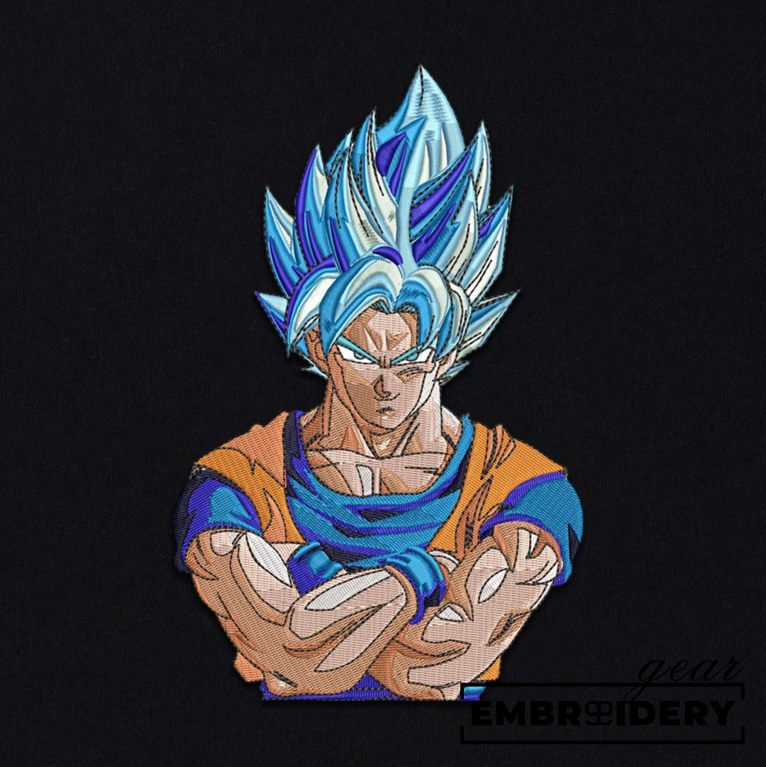 Ssj blue goku Dragon Ball Anime Embroidered Design Personalized Embroidered T Shirt Sweatshirt Hoodie Clothing DB086