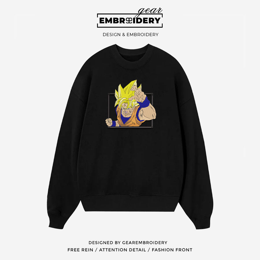 Ssj goku Dragon Ball Anime Embroidered Design Personalized Embroidered T Shirt Sweatshirt Hoodie Clothing DB093