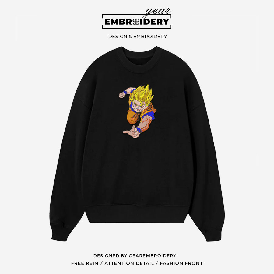 Ssj goku Dragon Ball Anime Embroidered Design Personalized Embroidered T Shirt Sweatshirt Hoodie Clothing DB094