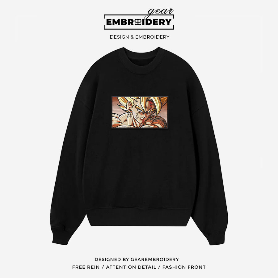 Ssj goku Dragon Ball Anime Embroidered Design Personalized Embroidered T Shirt Sweatshirt Hoodie Clothing DB095