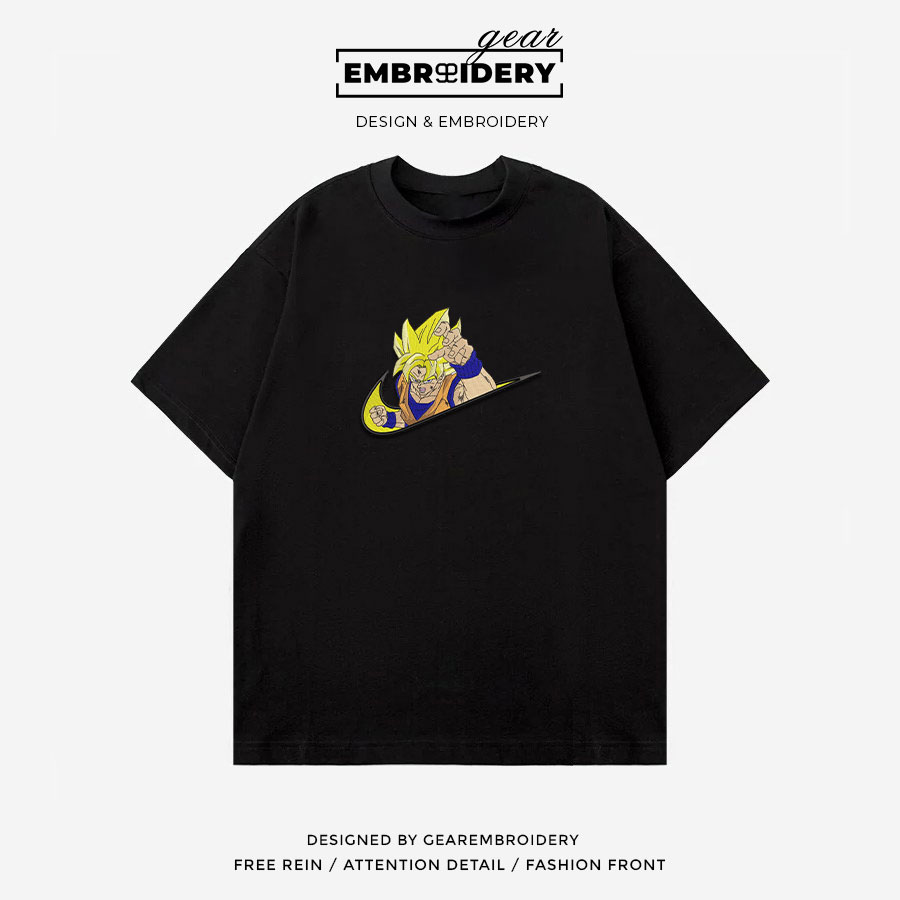 Ssj goku swoosh nike Dragon Ball Anime Embroidered Design Personalized Embroidered T Shirt Sweatshirt Hoodie Clothing DB098