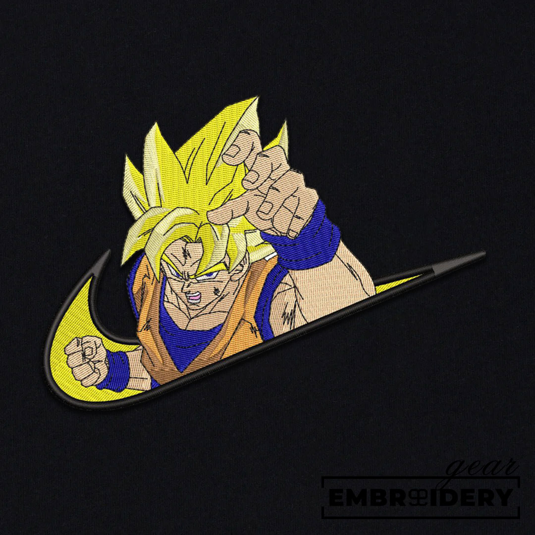 Ssj goku swoosh nike Dragon Ball Anime Embroidered Design Personalized Embroidered T Shirt Sweatshirt Hoodie Clothing DB098