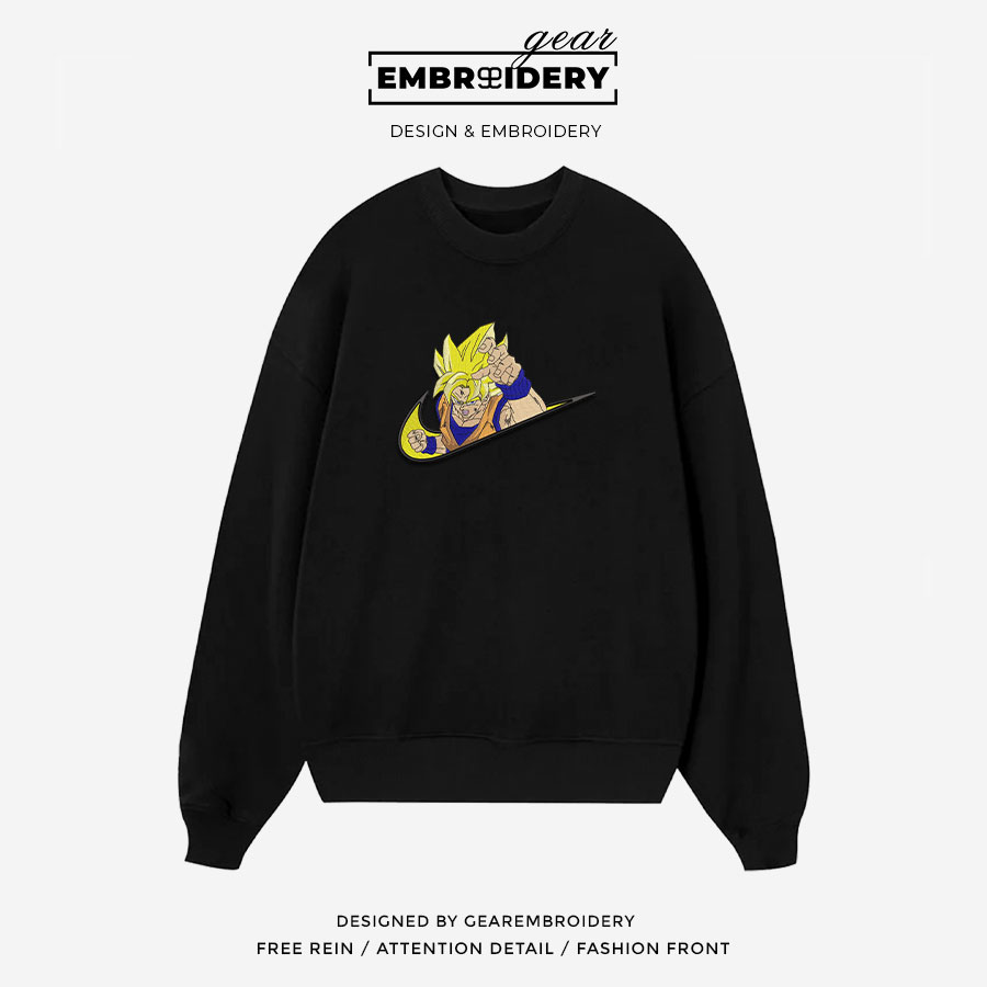 Ssj goku swoosh nike Dragon Ball Anime Embroidered Design Personalized Embroidered T Shirt Sweatshirt Hoodie Clothing DB098
