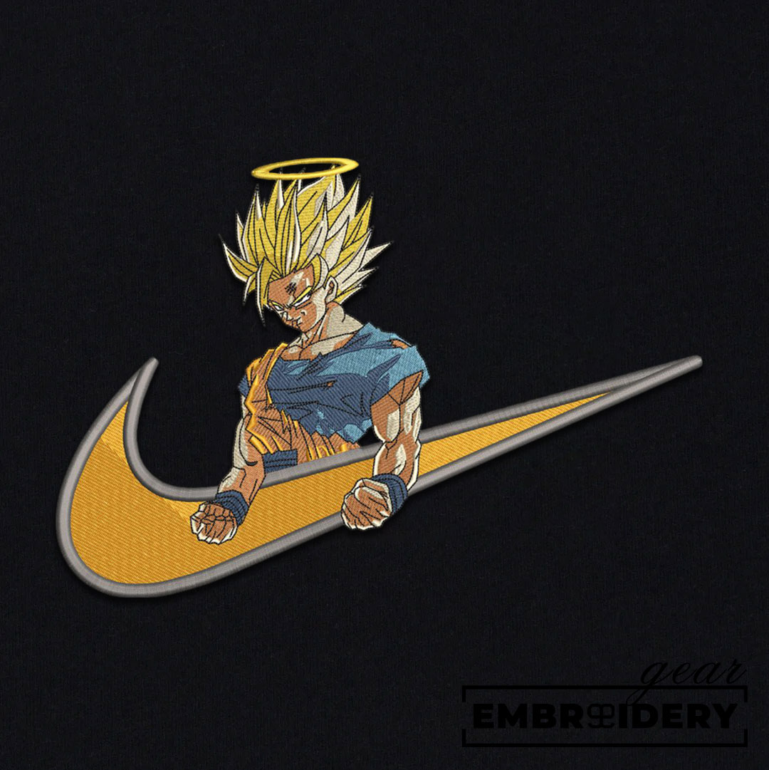 Ssj goku swoosh nike Dragon Ball Anime Embroidered Design Personalized Embroidered T Shirt Sweatshirt Hoodie Clothing DB099