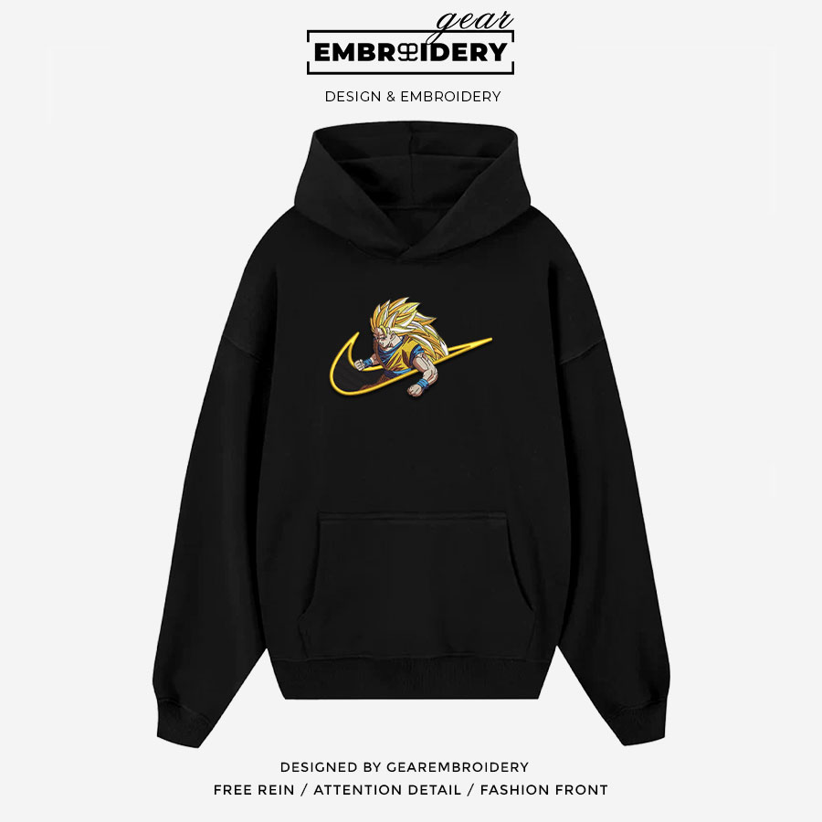 Ssj3 goku swoosh nike Dragon Ball Anime Embroidered Design Personalized Embroidered T Shirt Sweatshirt Hoodie Clothing DB105