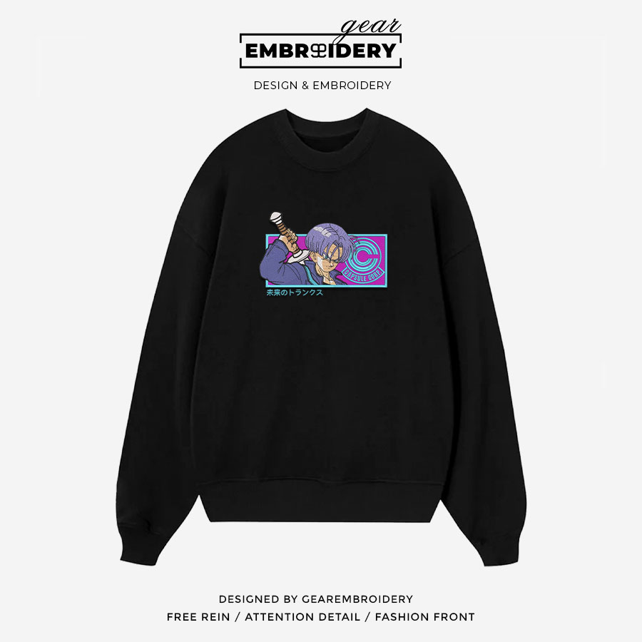 Trunks Dragon Ball Anime Embroidered Design Personalized Embroidered T Shirt Sweatshirt Hoodie Clothing DB106
