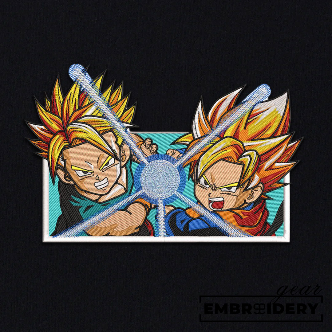 Trunks goten attack Dragon Ball Anime Embroidered Design Personalized Embroidered T Shirt Sweatshirt Hoodie Clothing DB110