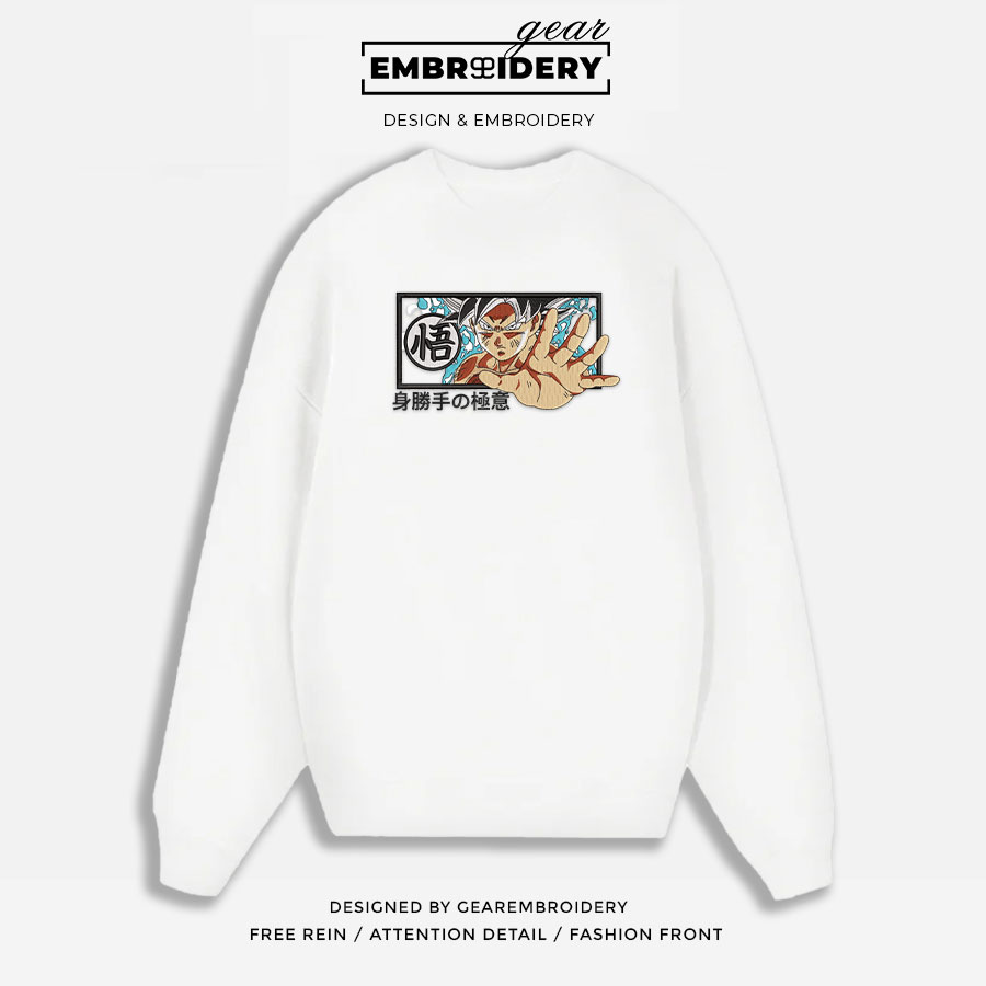 Ultra instinct Goku Dragon Ball Anime Embroidered Design Personalized Embroidered T Shirt Sweatshirt Hoodie Clothing DB112