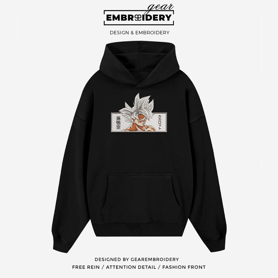 Ultra instinct goku Dragon Ball Anime Embroidered Design Personalized Embroidered T Shirt Sweatshirt Hoodie Clothing DB114