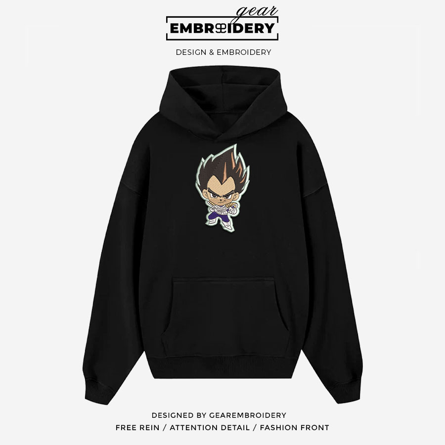 Vegeta chibi Dragon Ball Anime Embroidered Design Personalized Embroidered T Shirt Sweatshirt Hoodie Clothing DB115