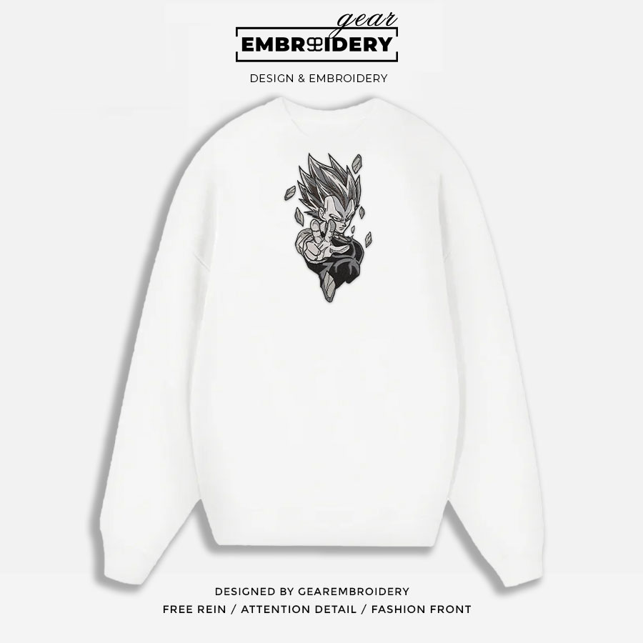 Vegeta Dragon Ball Anime Embroidered Design Personalized Embroidered T Shirt Sweatshirt Hoodie Clothing DB116