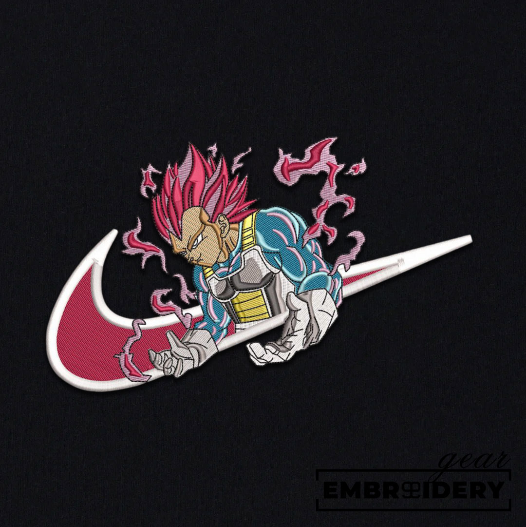 Vegeta swoosh nike Dragon Ball Anime Embroidered Design Personalized Embroidered T Shirt Sweatshirt Hoodie Clothing DB124