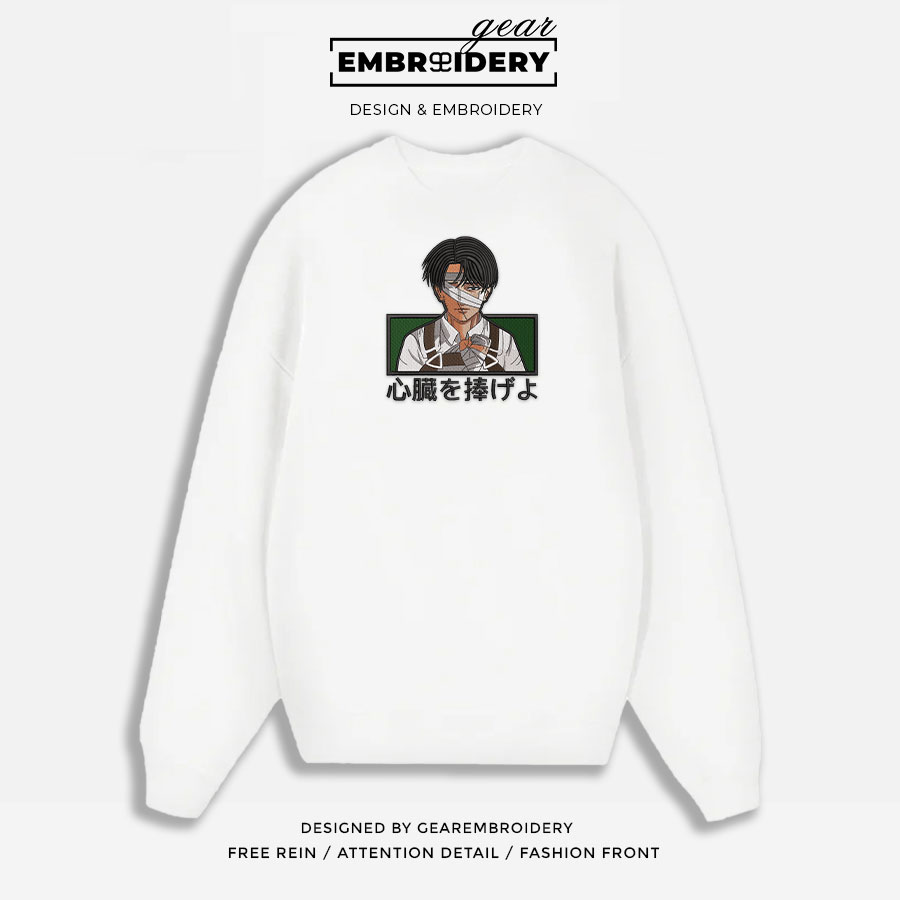 Levi wounded Attack On Titan Anime Embroidered Design Personalized Embroidered T Shirt Sweatshirt Hoodie Clothing ATT056