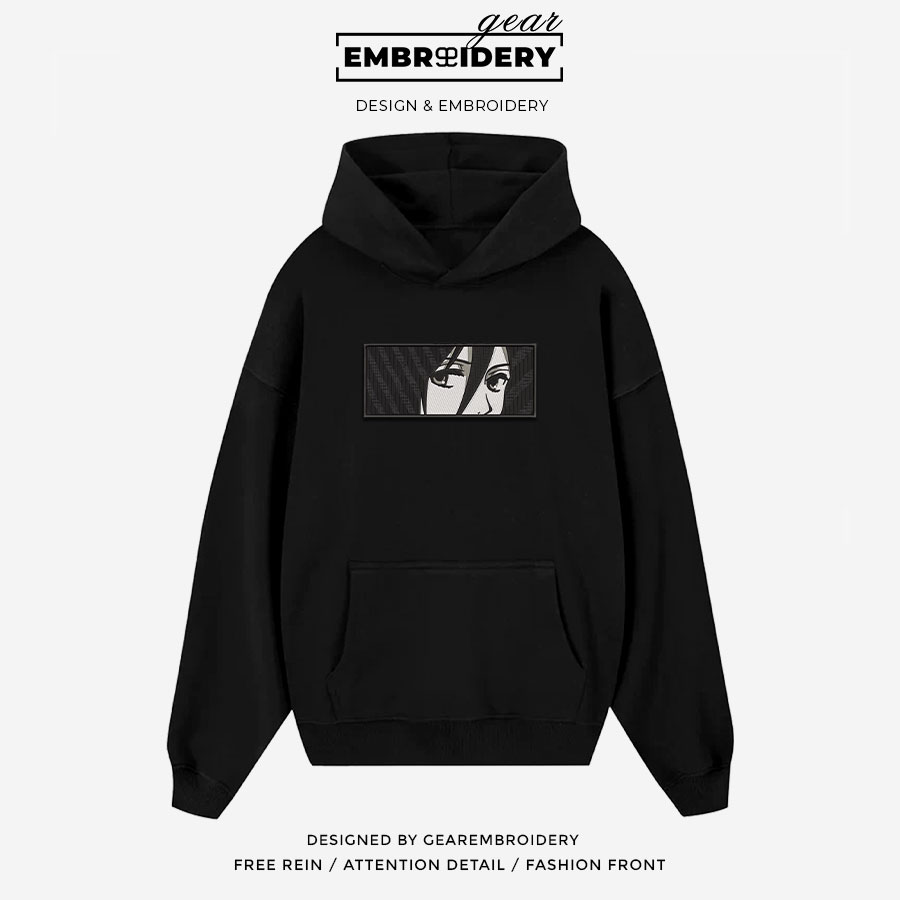 Mikasa face Attack On Titan Anime Embroidered Design Personalized Embroidered T Shirt Sweatshirt Hoodie Clothing ATT062