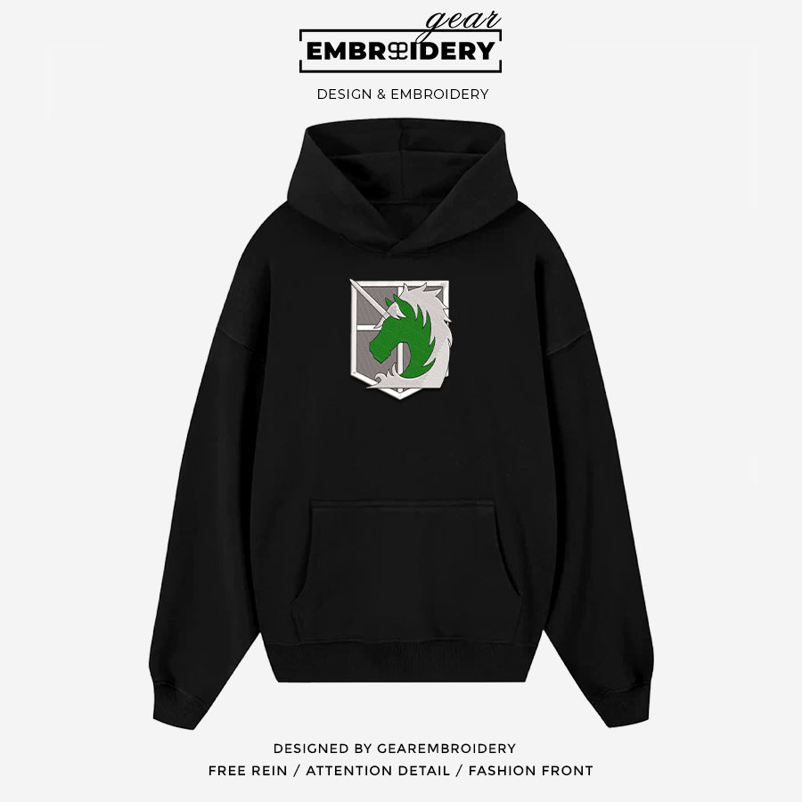 Military police logo Attack On Titan Anime Embroidered Design Personalized Embroidered T Shirt Sweatshirt Hoodie Clothing ATT064