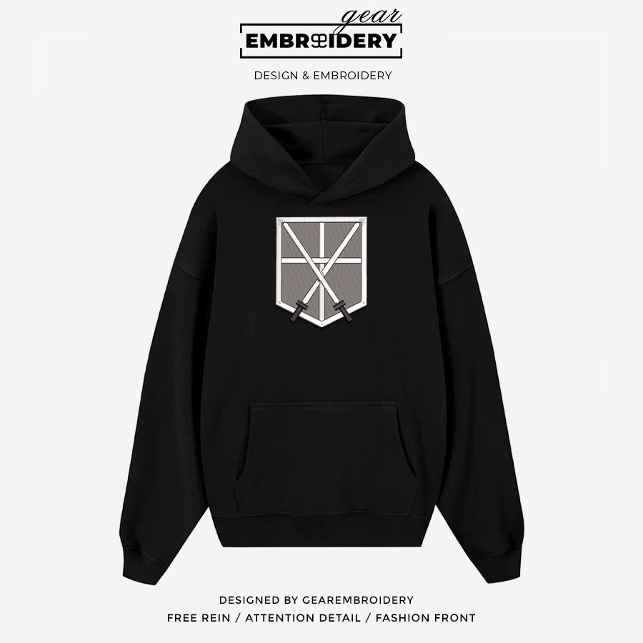 Trainee logo Attack On Titan Anime Embroidered Design Personalized Embroidered T Shirt Sweatshirt Hoodie Clothing ATT071