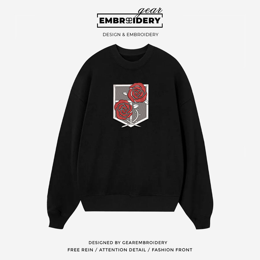 Wings of freedom logo Attack On Titan Anime Embroidered Design Personalized Embroidered T Shirt Sweatshirt Hoodie Clothing ATT072