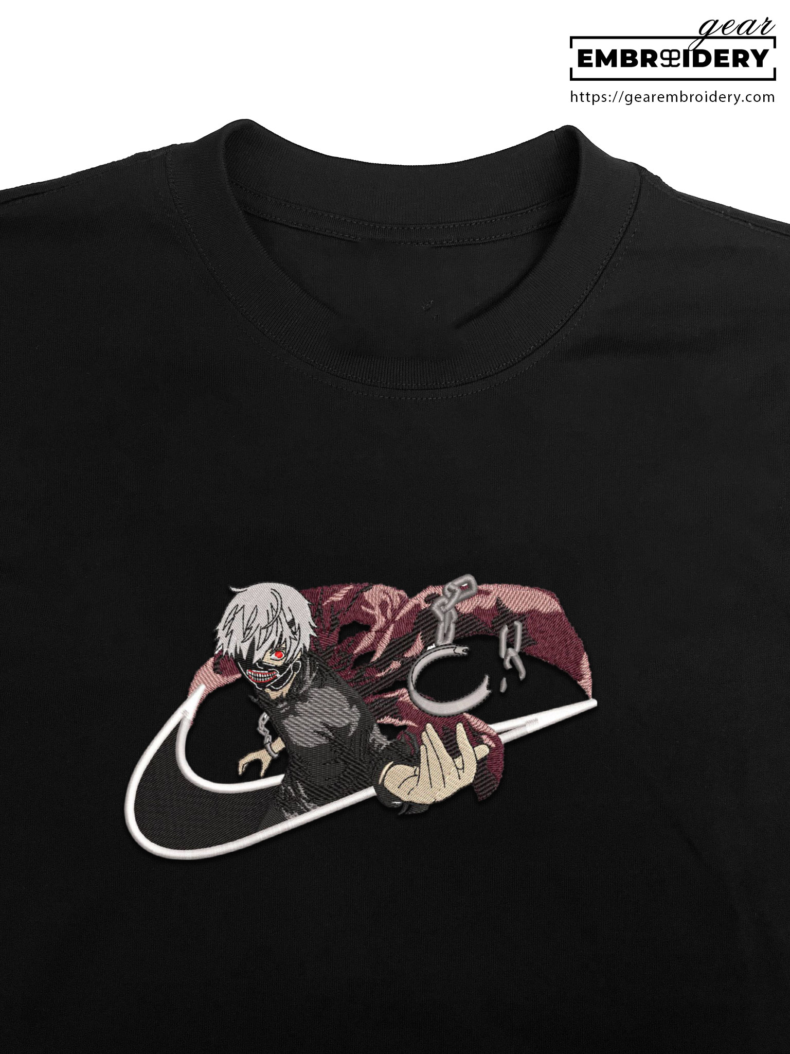 Kaneki swoosh nike Tokyo Ghoul Anime Embroidered Design Personalized Embroidered T Shirt Sweatshirt Hoodie Clothing TG009