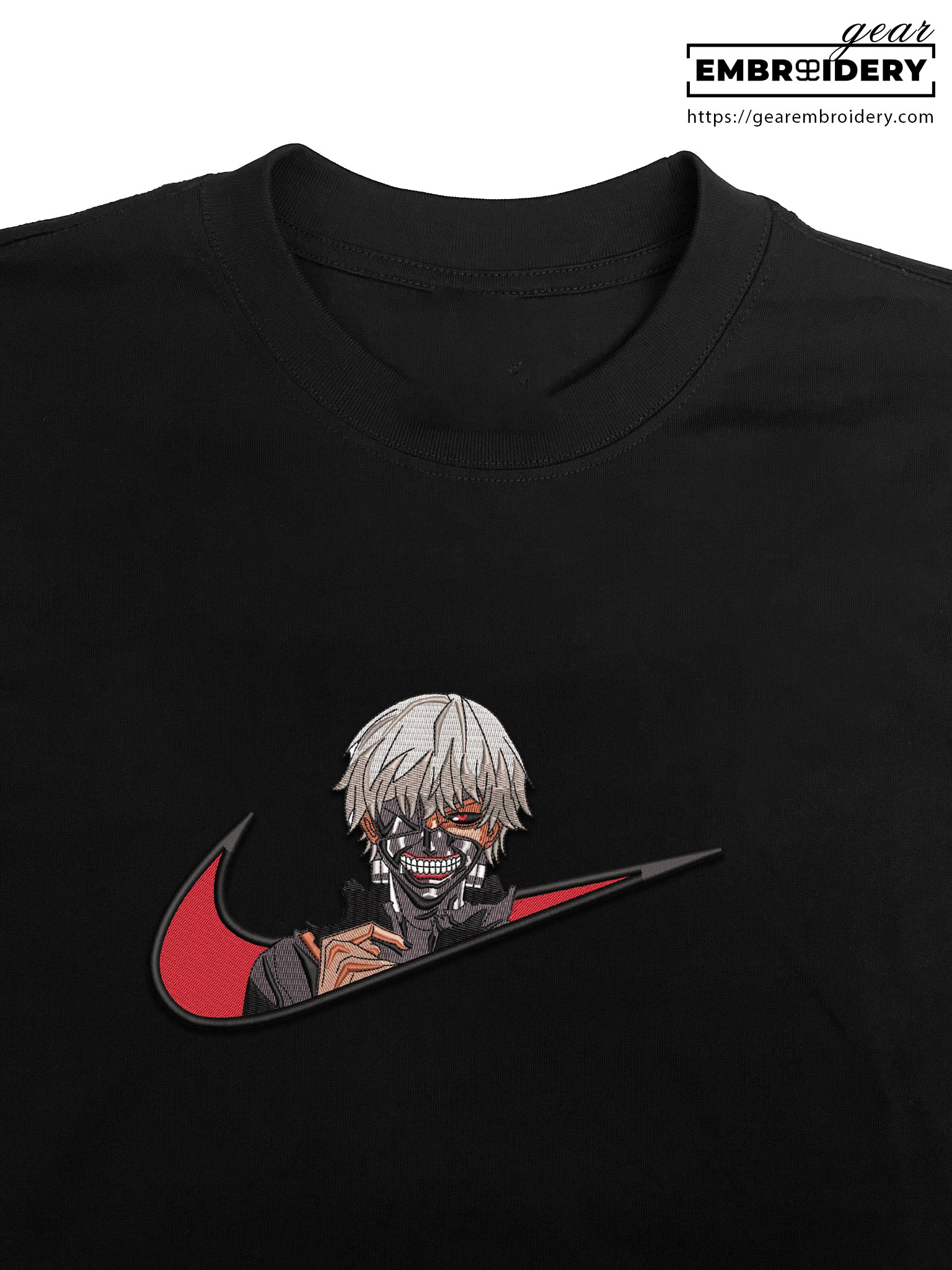 Kaneki swoosh nike Tokyo Ghoul Anime Embroidered Design Personalized Embroidered T Shirt Sweatshirt Hoodie Clothing TG011