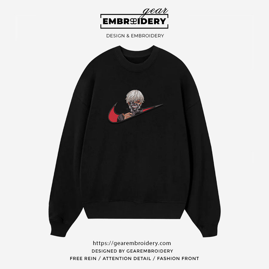 Kaneki swoosh nike Tokyo Ghoul Anime Embroidered Design Personalized Embroidered T Shirt Sweatshirt Hoodie Clothing TG011