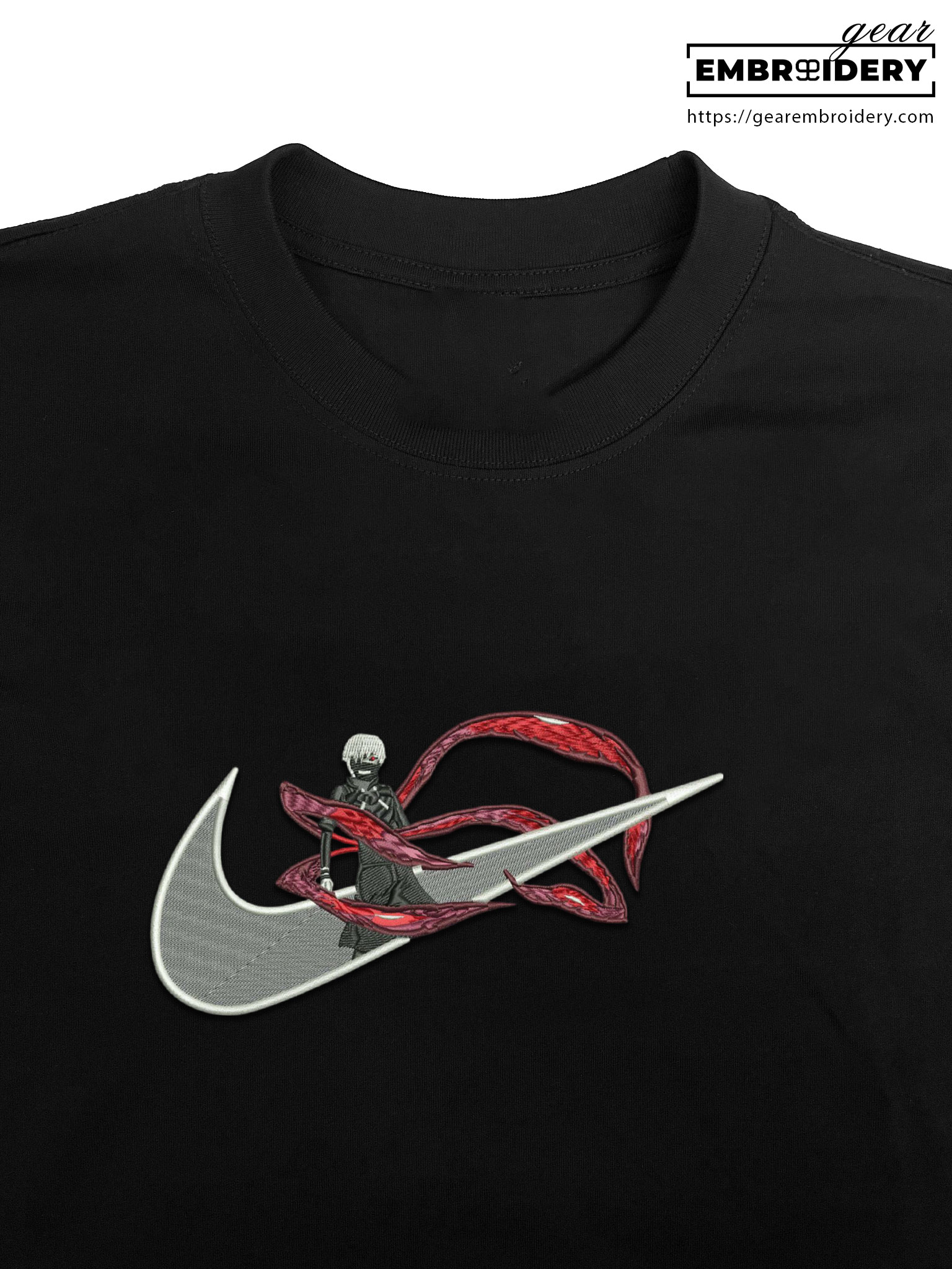 Kaneki swoosh nike Tokyo Ghoul Anime Embroidered Design Personalized Embroidered T Shirt Sweatshirt Hoodie Clothing TG012