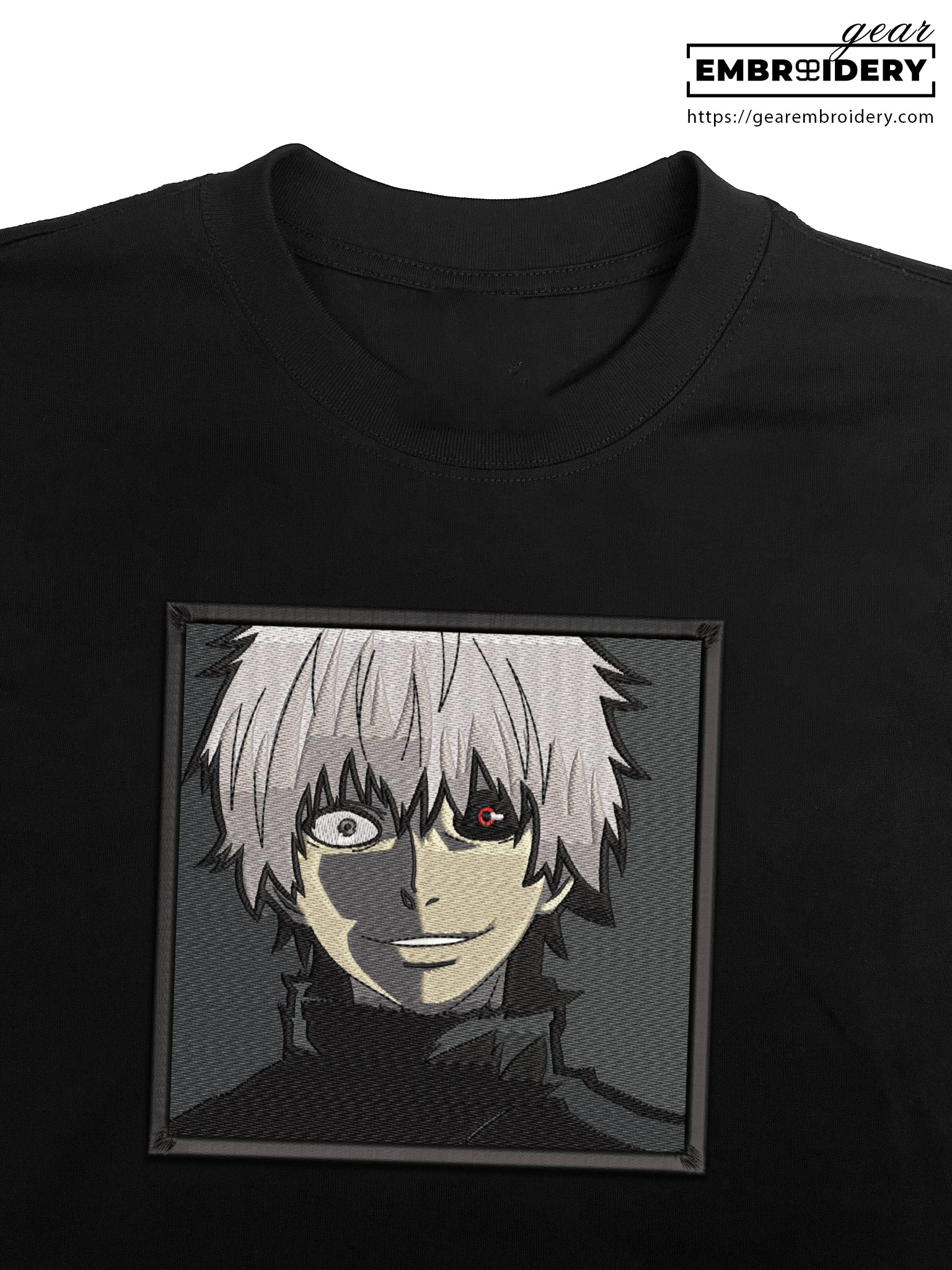 Ken kaneki smile Tokyo Ghoul Anime Embroidered Design Personalized Embroidered T Shirt Sweatshirt Hoodie Clothing TG014