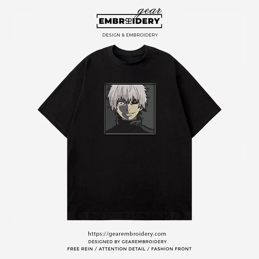Ken kaneki smile Tokyo Ghoul Anime Embroidered Design Personalized Embroidered T Shirt Sweatshirt Hoodie Clothing TG014