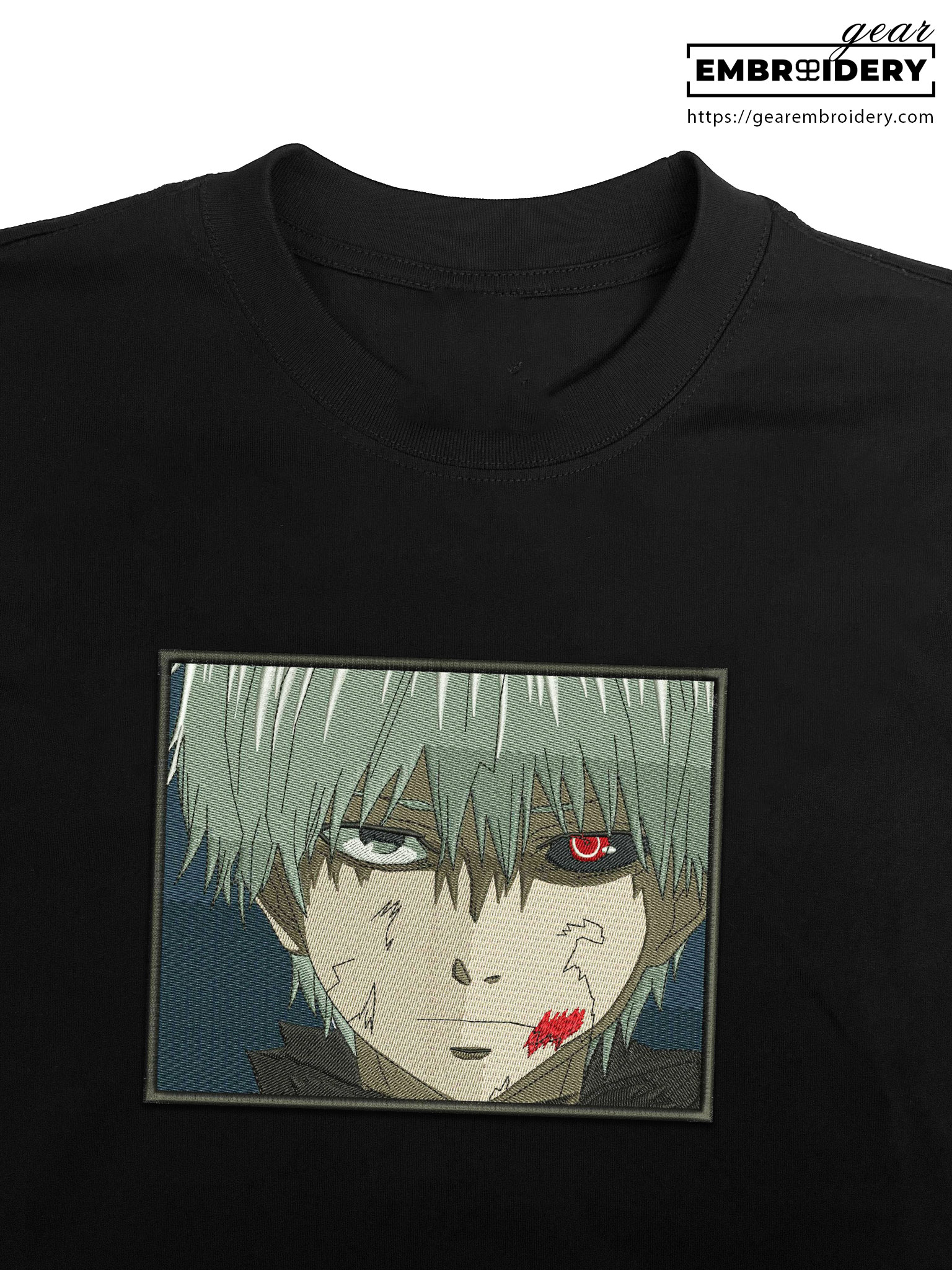 Ken kaneki Tokyo Ghoul Anime Embroidered Design Personalized Embroidered T Shirt Sweatshirt Hoodie Clothing TG013